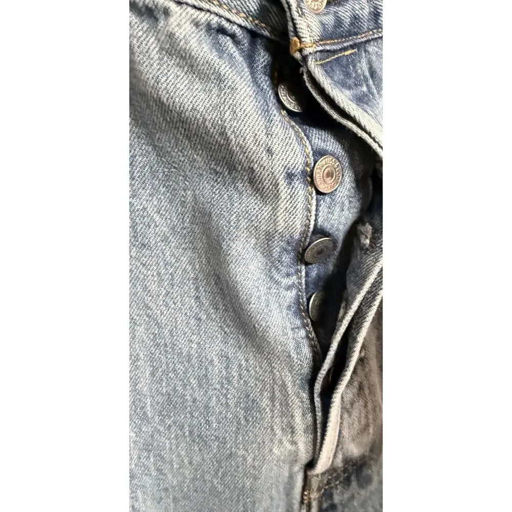 Levis 501 Jeans Men's 42X32 Blue Medium Wash Denim Classic Straight Button Fly